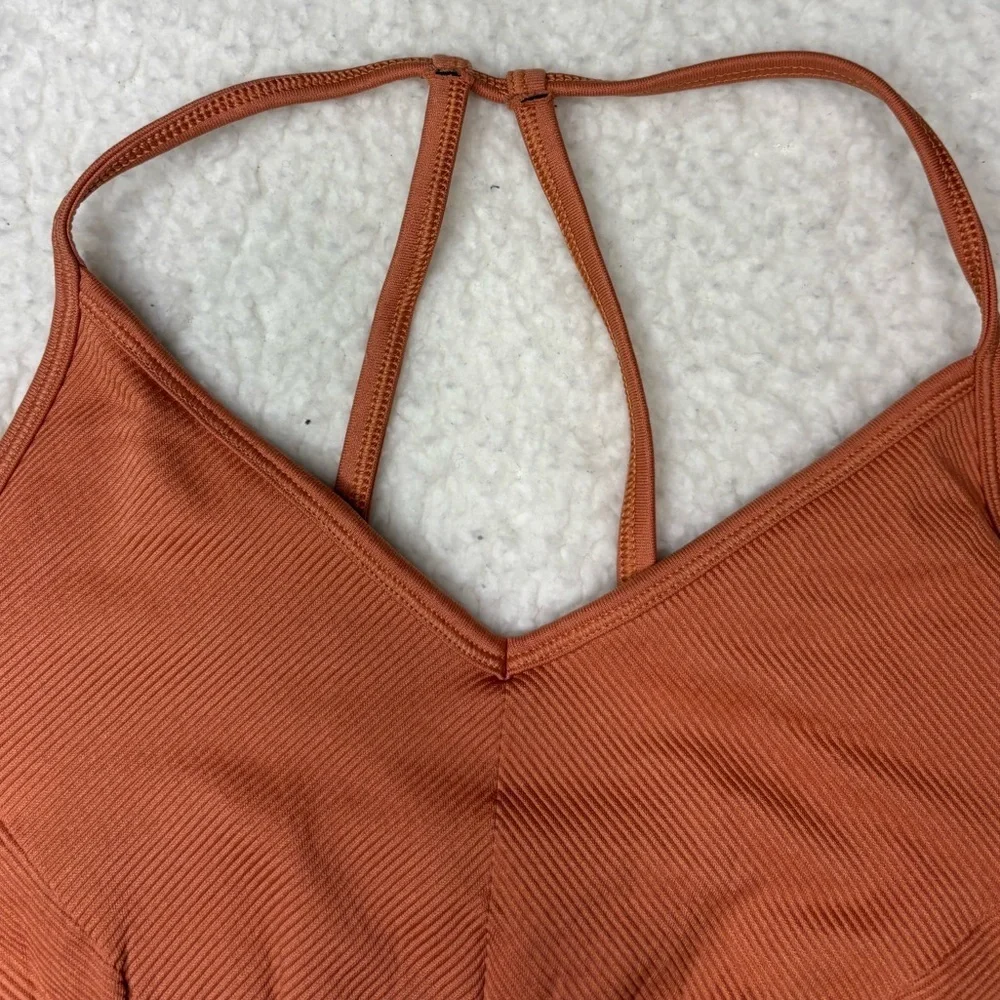 Gymshark Women Orange Ribbed Seamless Racerback Sport Bra